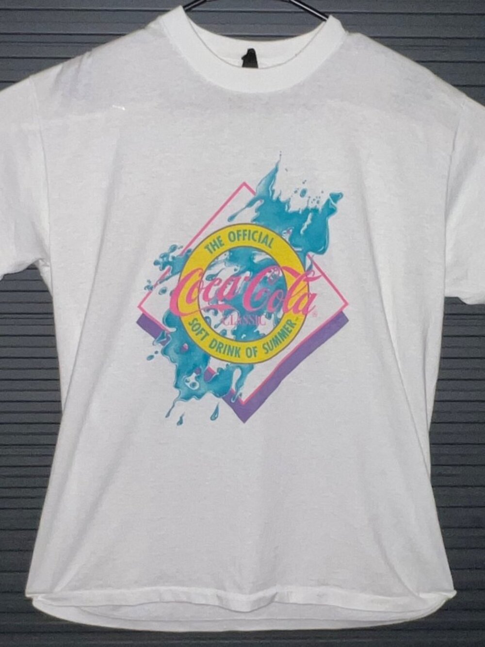 Vintage Coca-Cola Classic T-Shirt White XL Official Soft Drink Of Summer Graphic